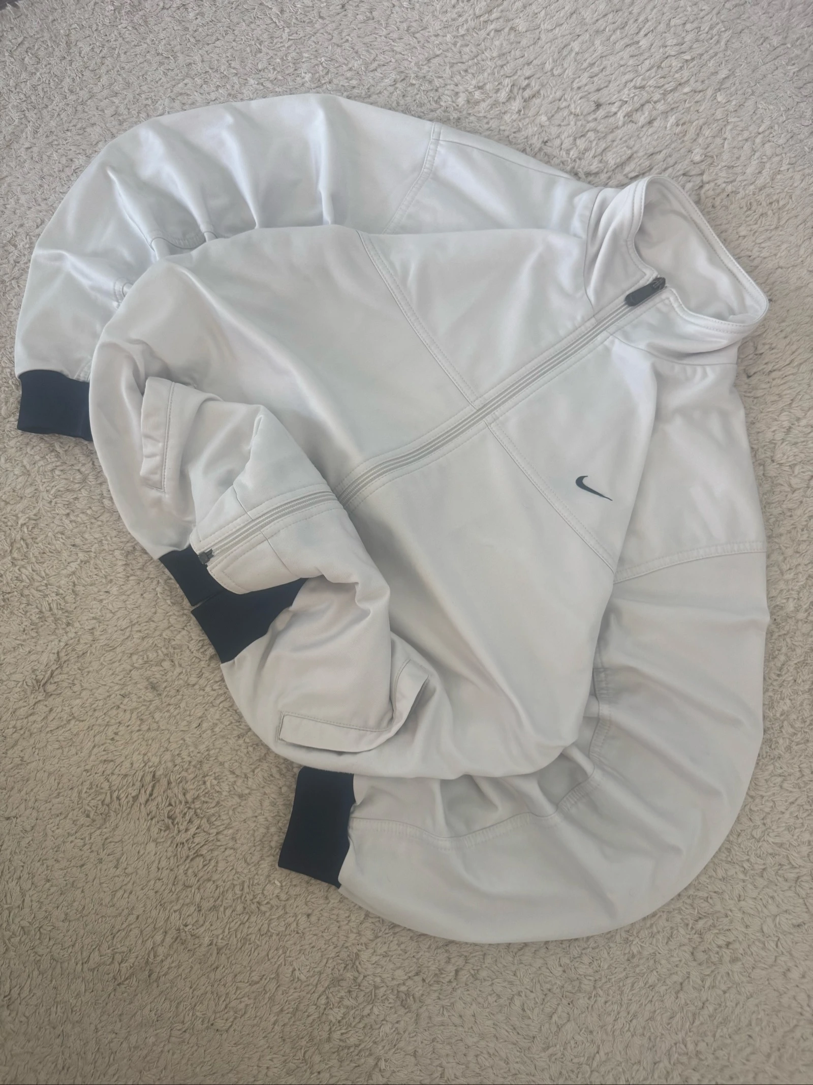 Nike Track Jacket White Full Zip Y2K Sportswear Swoosh Streetwear M – photo 3